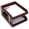 Dacasso Mocha Leather Double Letter Trays AG-3020 - alternate 1